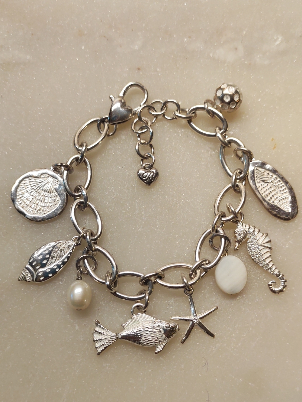 Brighton RARE Nautical Charm Bracelet Silver And White Pave' Crystals - Picture 7 of 8